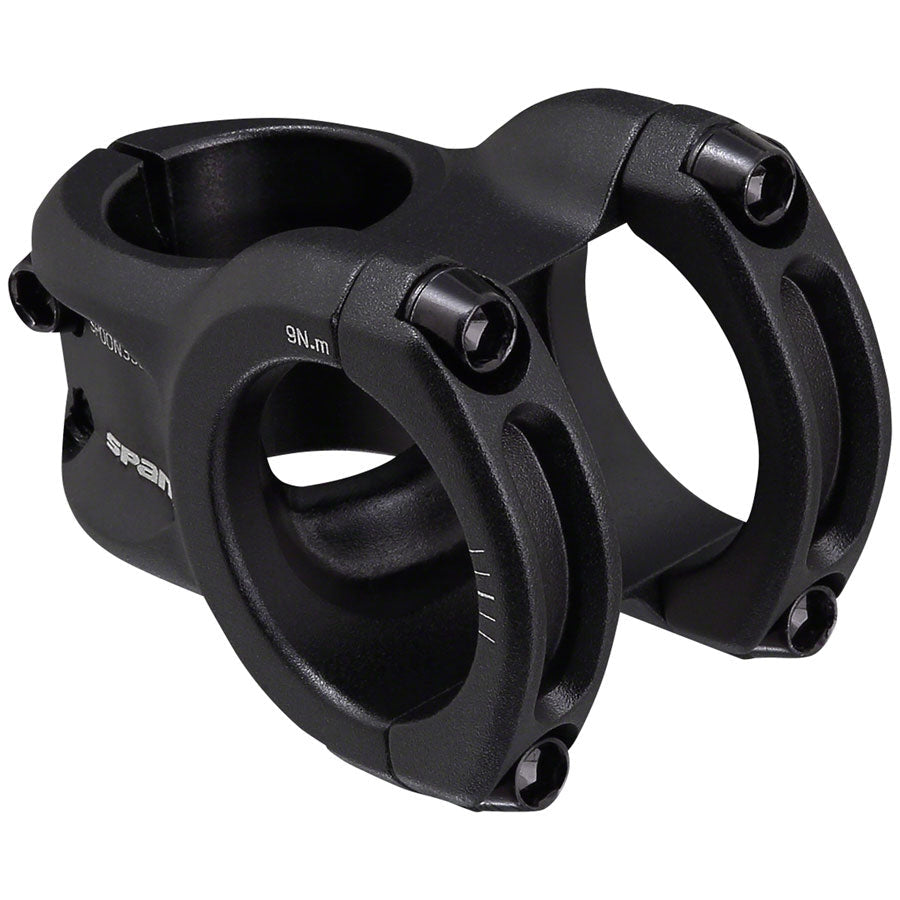 Spank Spoon 318 Bike Stem - 31.8mm Clamp, 0 Degrees, 1-1/8", Black - Stems - Bicycle Warehouse