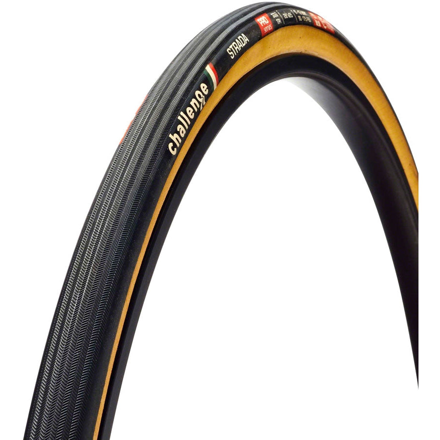 Challenge Strada Pro Tire - 700 x 27, Clincher, Folding, Black/Tan, Handmade