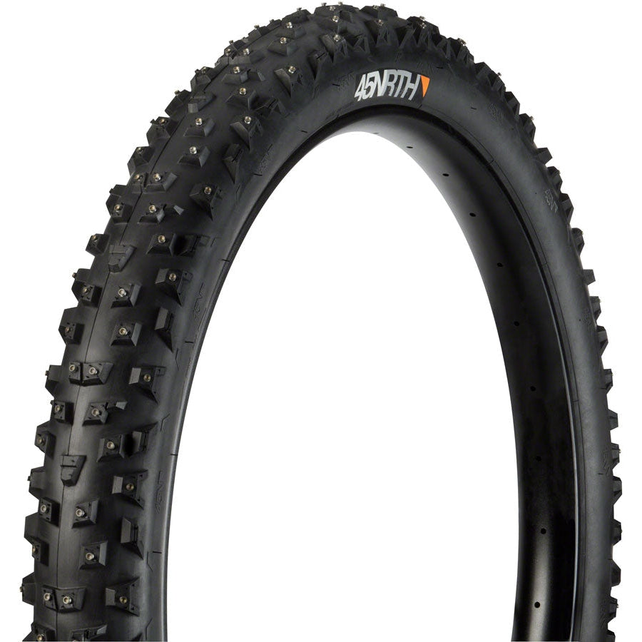 45NRTH Wrathchild Fat Bike, Winter-Studded Tire - 27.5 x 3, Tubeless, Folding, Black, 120tpi, 252 XL Concave Carbide Aluminum Studs - Tires - Bicycle Warehouse