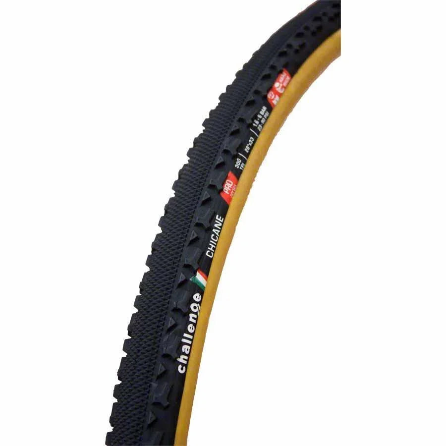 Challenge Chicane Pro Bike Tire: Handmade Clincher, 700x33, 300tpi, Black/Tan