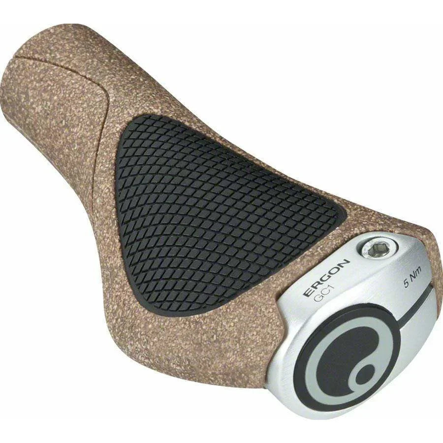 Ergon GC1 BioKork Bike Handlebar Grips - Black/Tan, Lock-On