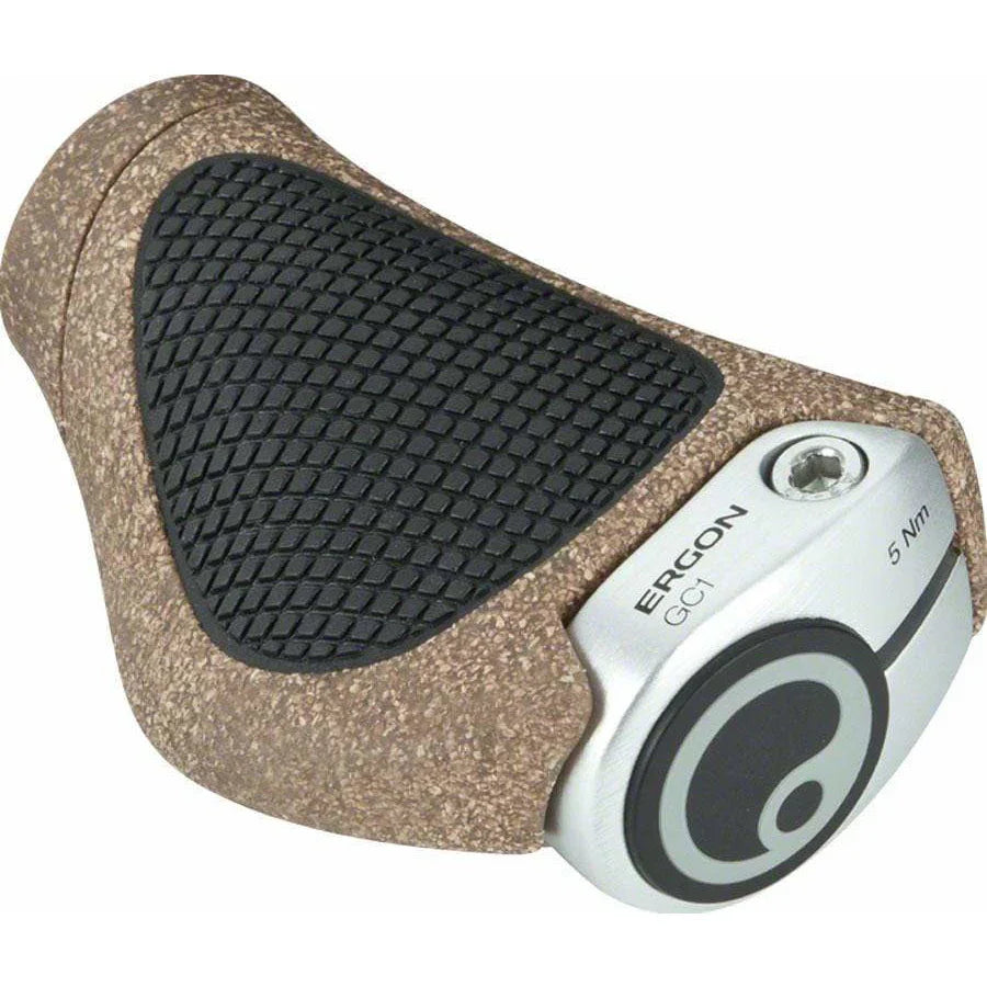 Ergon GC1 BioKork Bike Handlebar Grips - Black/Tan, Lock-On, Rohloff/Nexus