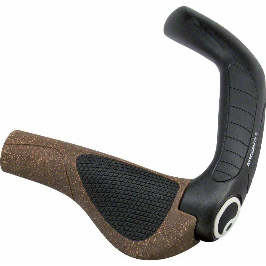 Ergon GP5 BioKork Bike Handlebar Grips - Black/Tan, Lock-On, Small