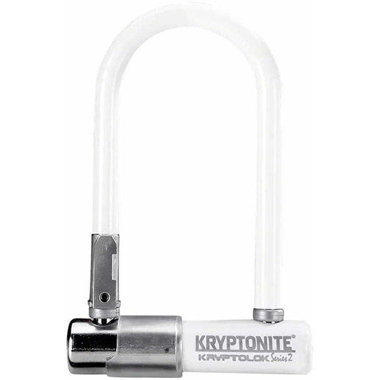 Kryptonite Krypto Series 2 Mini-7 Bike U-Lock - 3.25 x 7", Keyed, White, Includes bracket