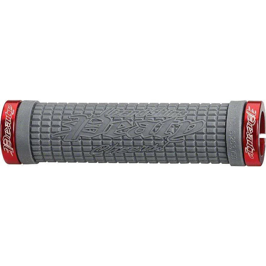 Lizard Skins Peaty Bike Handlebar Grips - Graphite/Red, Lock-On