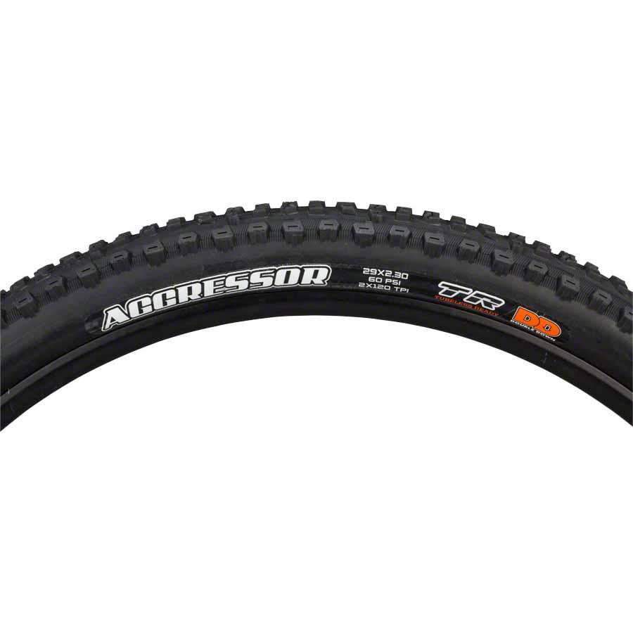 Maxxis Aggressor Bike Tire: 29 x 2.30", Folding, 120tpi, Dual Compound, 2-Ply Double Down, Tubeless Ready