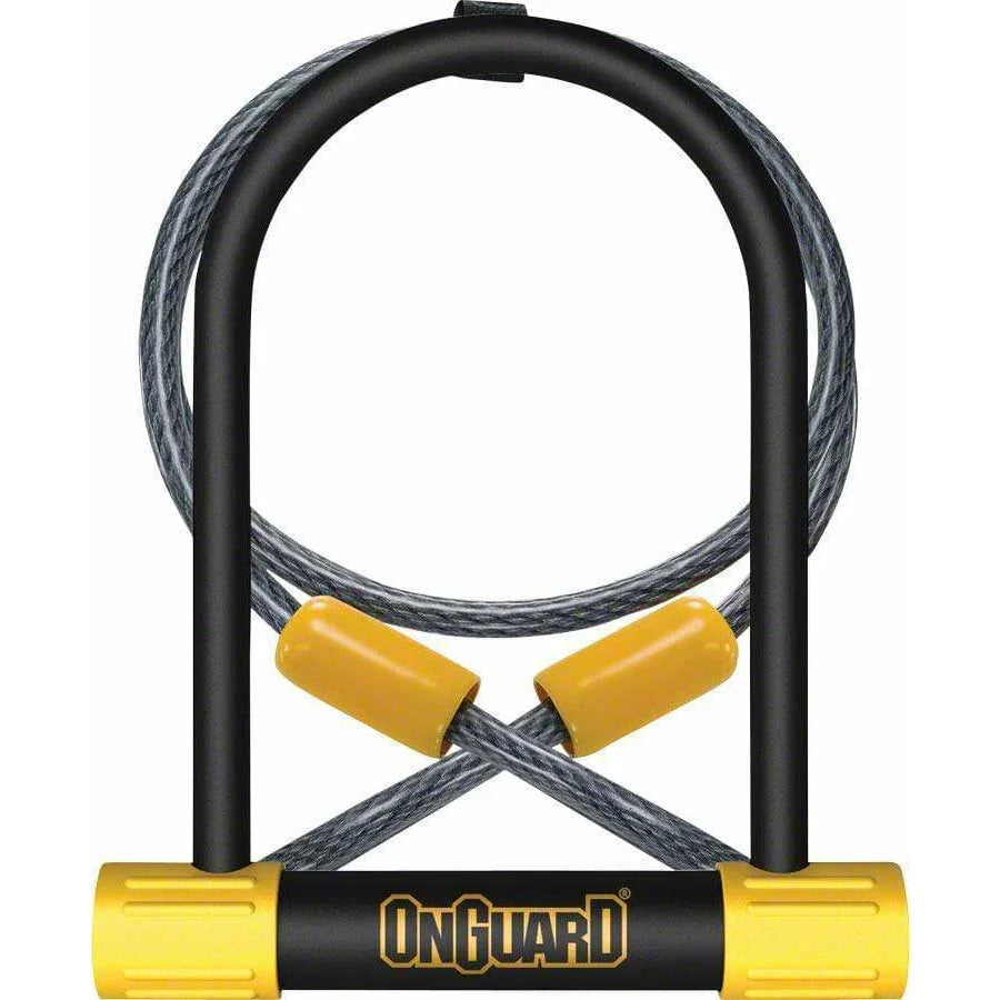 OnGuard BullDog Series U-Lock - 4.5 x 9", Keyed, Black, Includes 4' cable and bracket