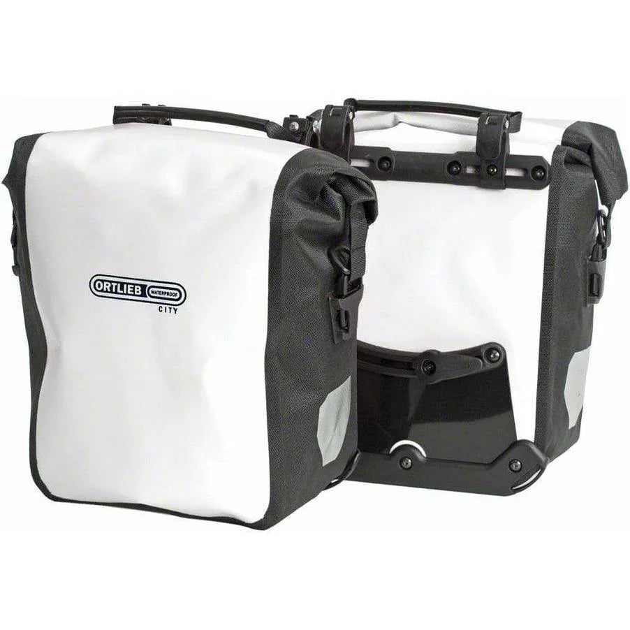 Ortlieb Front-Roller City Front Pannier: Pair~ White/Black