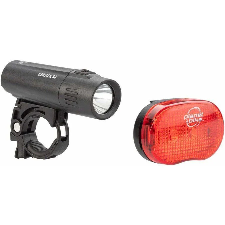 Planet Bike Beamer 80 Headlight and Blinky 3 Taillight Set