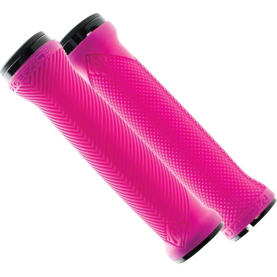 RaceFace Lovehandle Bike Handlebar Grips - Neon Pink, Lock-On