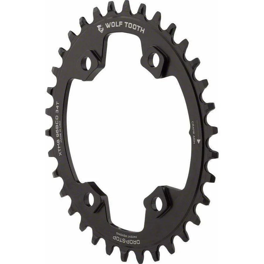 Wolf Tooth Elliptical Shimano 110 Asymmetric BCD Chainring, 4-Bolt, Drop-Stop, For Shimano Cranks