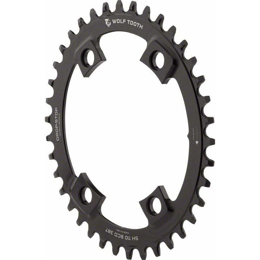 Wolf Tooth Elliptical Shimano 110 Asymmetric BCD Chainring, 4-Bolt, Drop-Stop, For Shimano Cranks