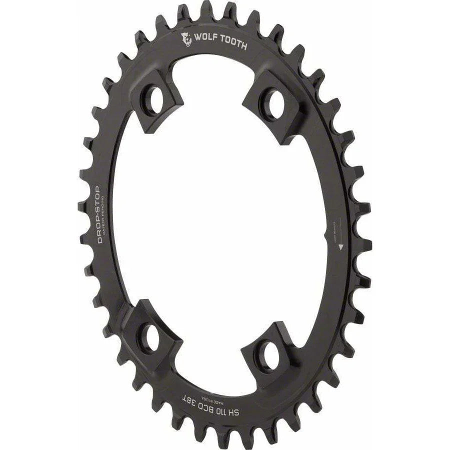 Wolf Tooth Elliptical Shimano 110 Asymmetric BCD Chainring, 4-Bolt, Drop-Stop, For Shimano Cranks