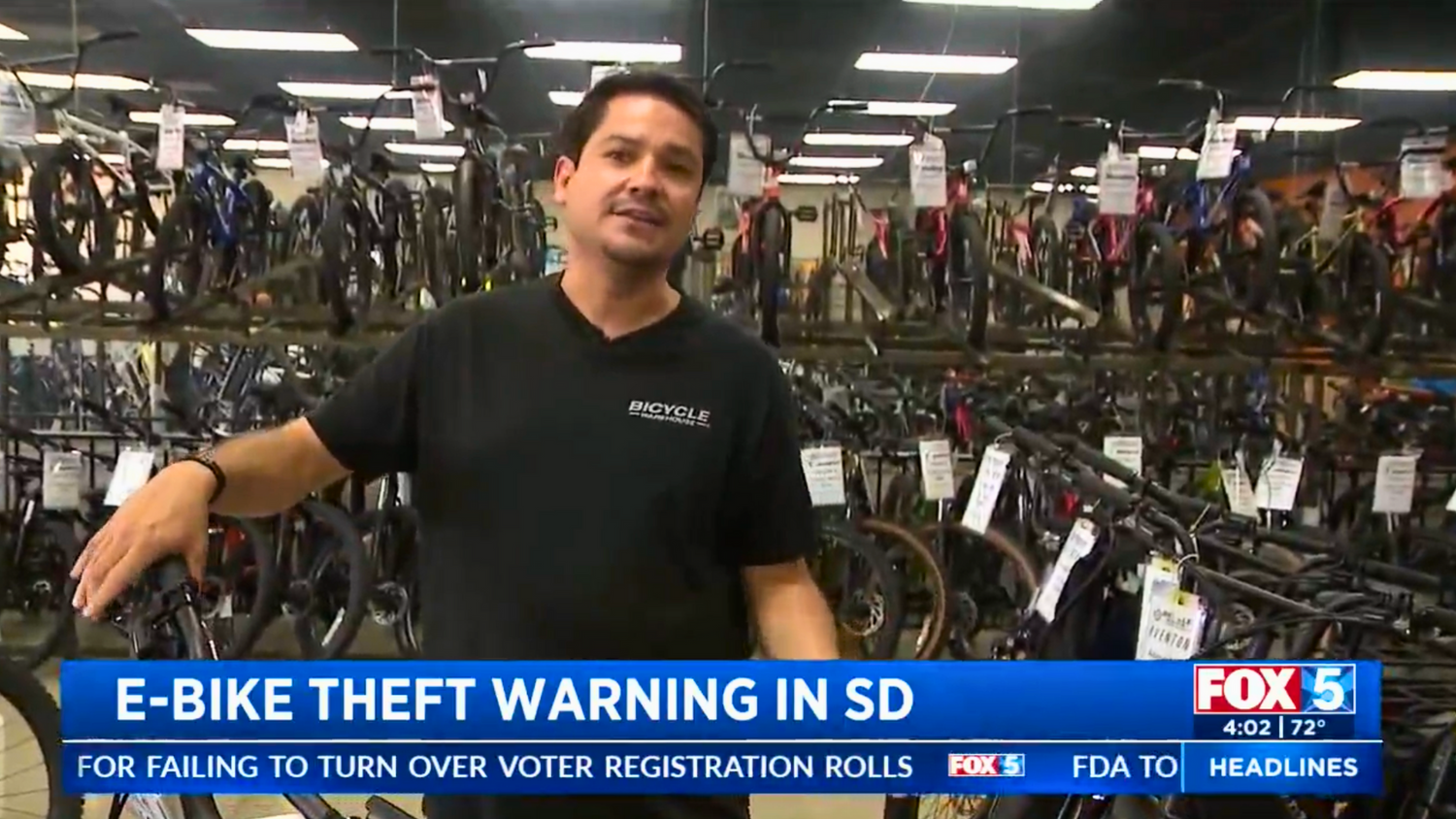 Bicycle Warehouse San Marcos Featured on Fox 5 San Diego