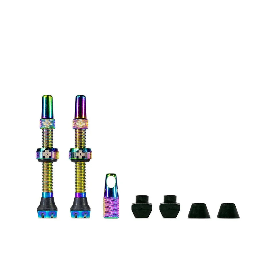 V2 Tubeless Valve Kit - Iridescent 44mm Pair - Bicycle Warehouse