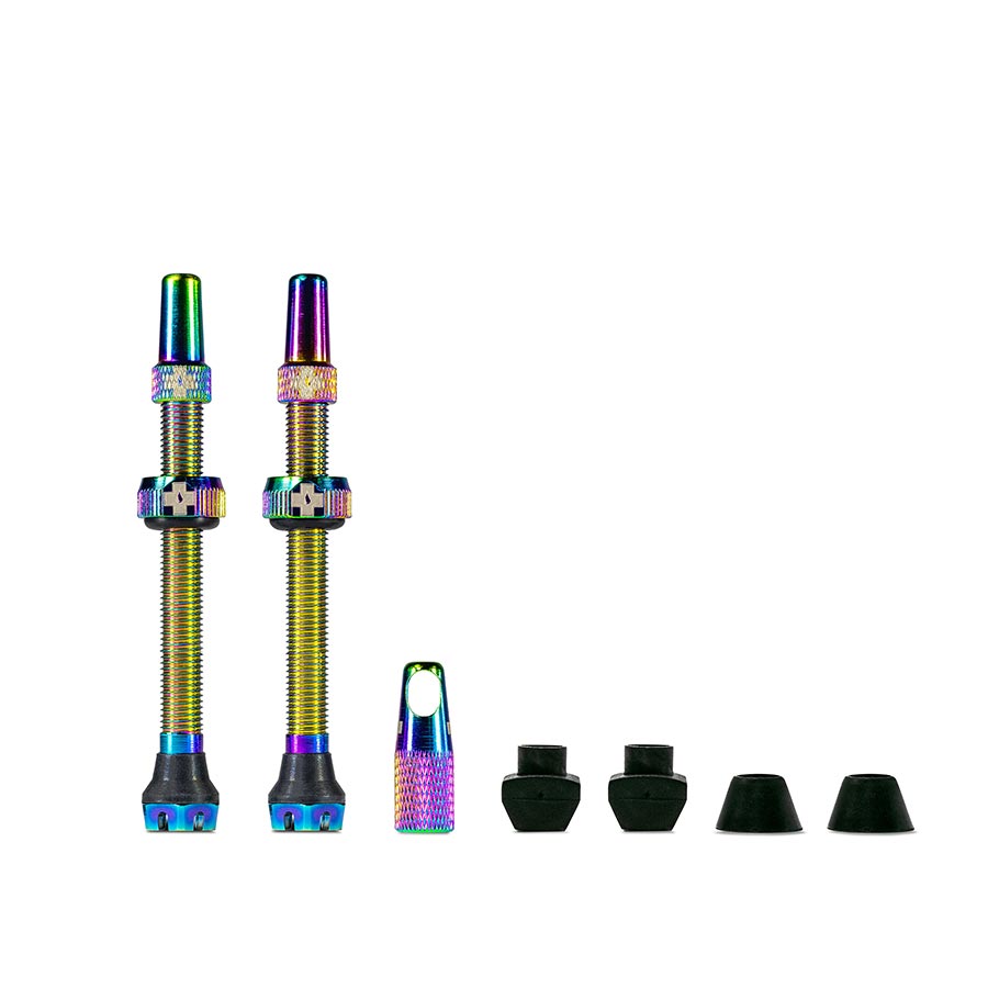 V2 Tubeless Valve Kit - Iridescent 60mm Pair - Bicycle Warehouse