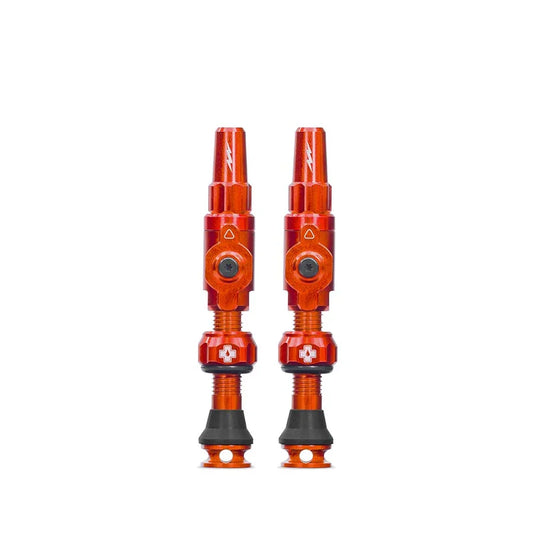 Big Bore Lite Tubeless Valve 65mm Pair - Orange - Bicycle Warehouse