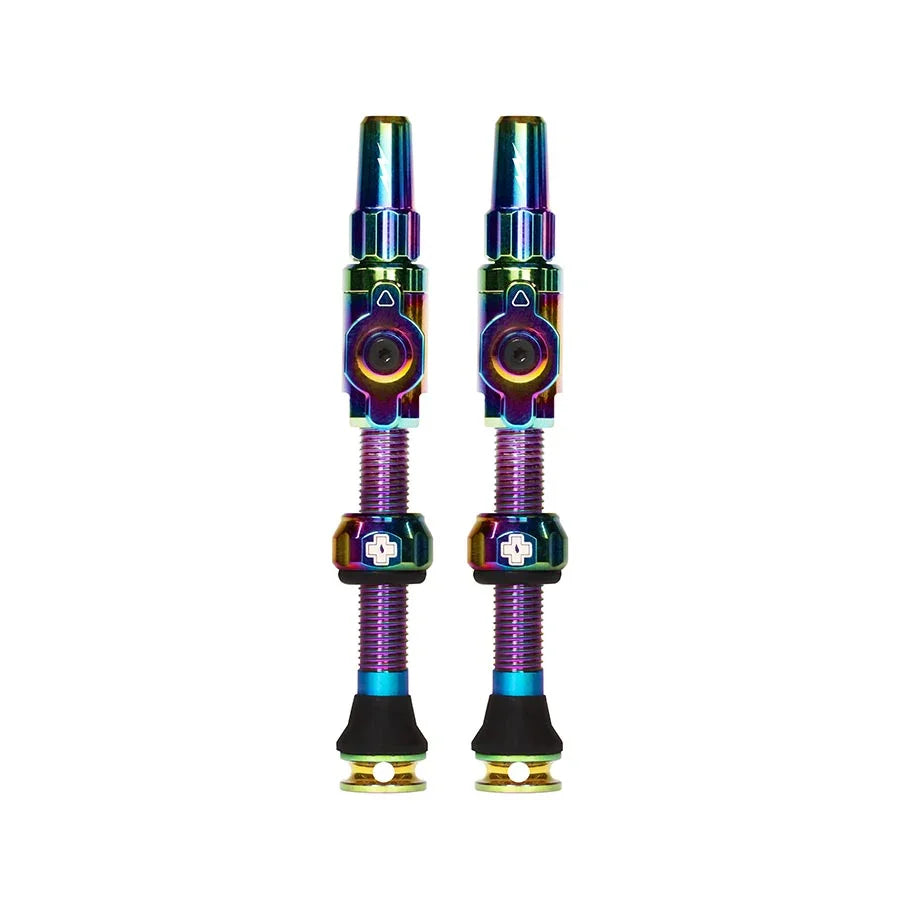 Big Bore Lite Tubeless Valve 75mm Pair - Iridescent - Bicycle Warehouse