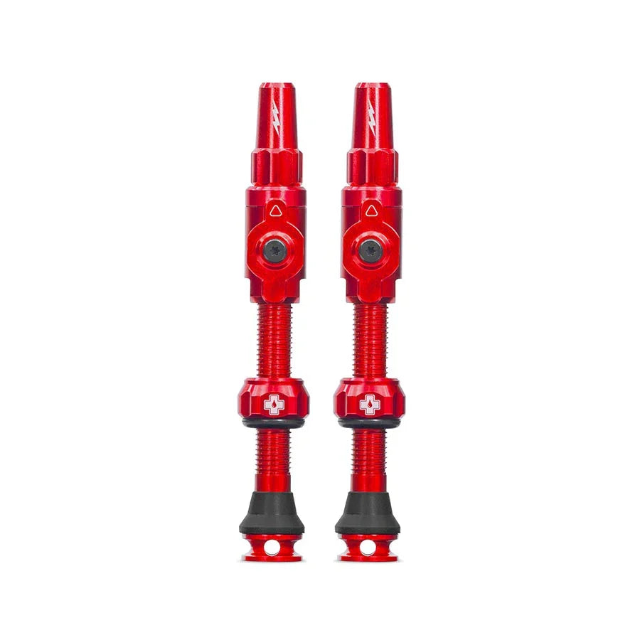 Big Bore Lite Tubeless Valve 75mm Pair - Red - Bicycle Warehouse