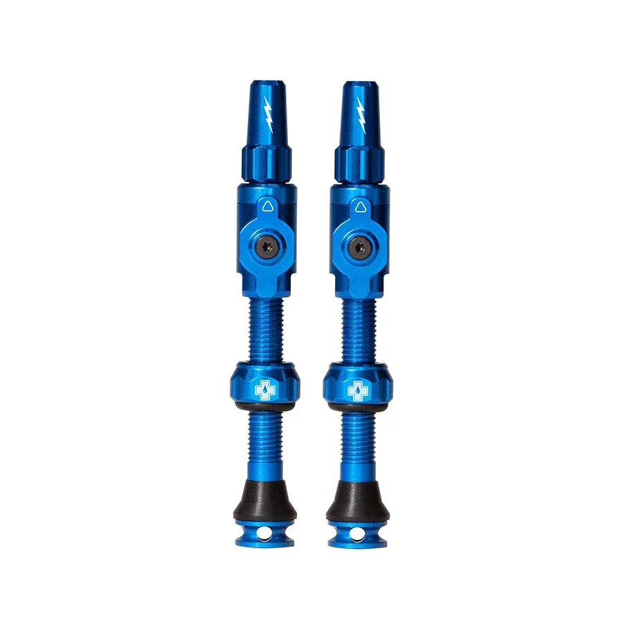 Big Bore Lite Tubeless Valve 75mm Pair - Blue - Bicycle Warehouse