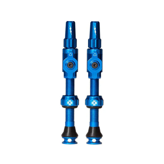 Big Bore Lite Tubeless Valve 75mm Pair - Blue - Bicycle Warehouse