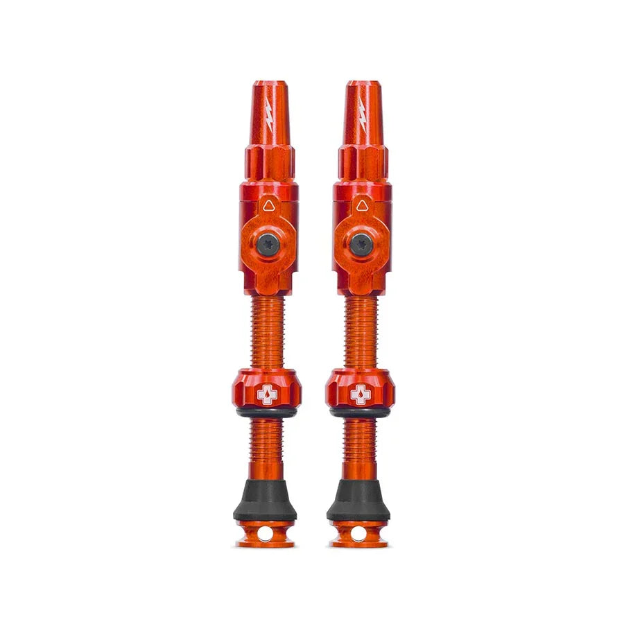 Big Bore Lite Tubeless Valve 75mm Pair - Orange - Bicycle Warehouse