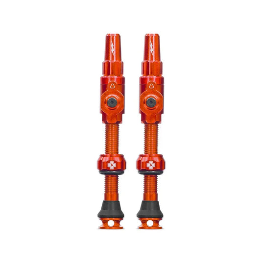 Big Bore Lite Tubeless Valve 75mm Pair - Orange - Bicycle Warehouse