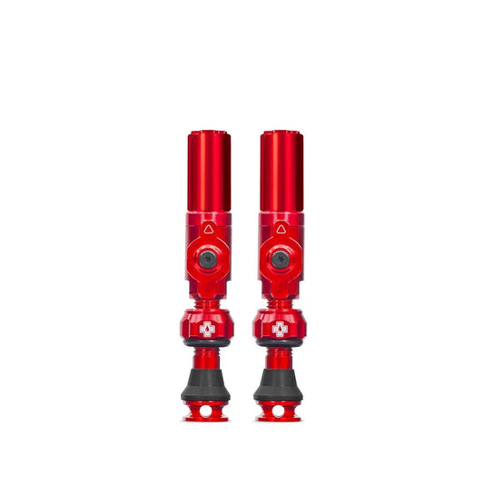 Big Bore Hybrid Tubeless Valve 60mm Pair - Red - Bicycle Warehouse