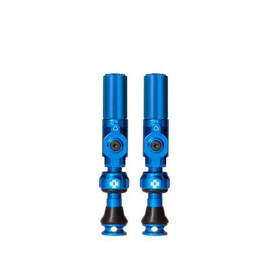 Big Bore Hybrid Tubeless Valve 60mm Pair - Blue - Bicycle Warehouse