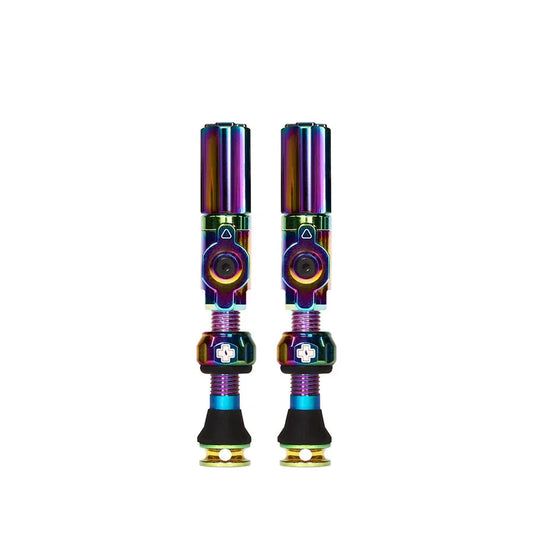Big Bore Hybrid Tubeless Valve 65mm Pair - Iridescen - Bicycle Warehouse