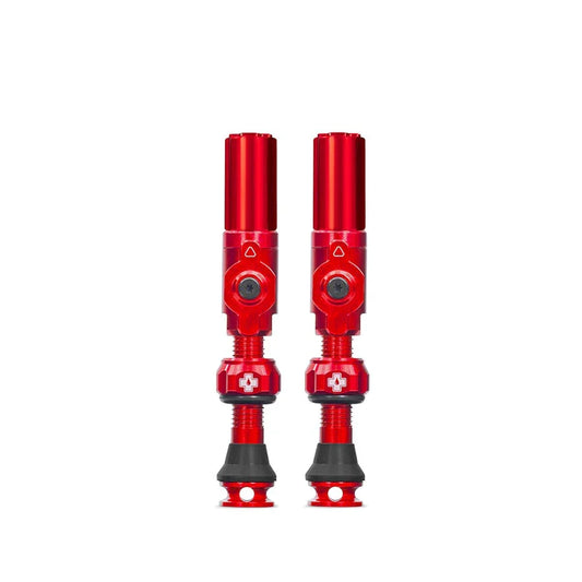 Big Bore Hybrid Tubeless Valve 65mm Pair - Red - Bicycle Warehouse