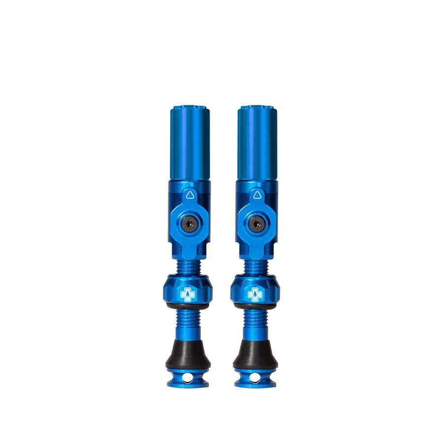Big Bore Hybrid Tubeless Valve 65mm Pair - Blue - Bicycle Warehouse