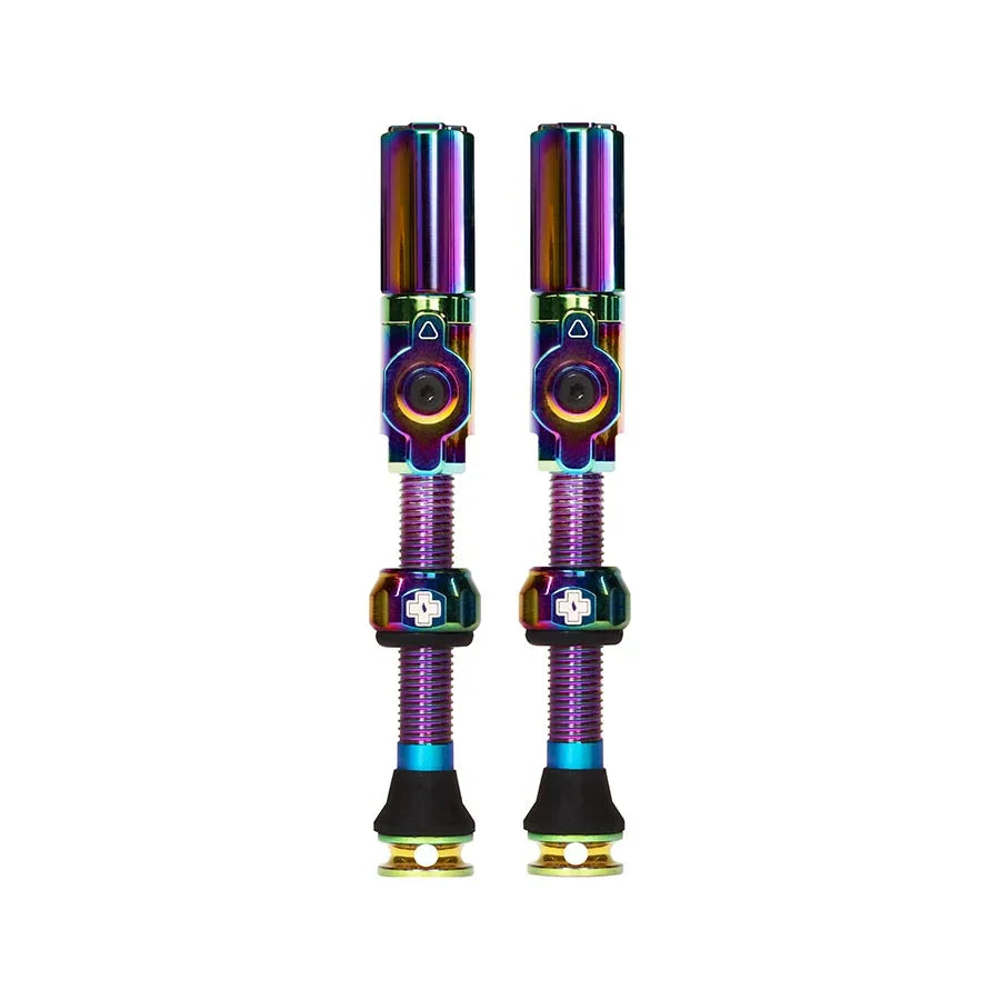 Big Bore Hybrid Tubeless Valve 75mm Pair - Iridescen - Bicycle Warehouse