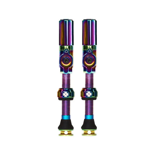 Big Bore Hybrid Tubeless Valve 75mm Pair - Iridescen - Bicycle Warehouse