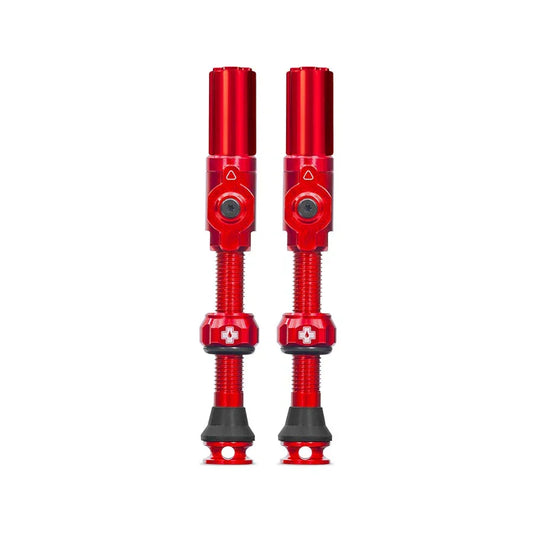 Big Bore Hybrid Tubeless Valve 75mm Pair - Red - Bicycle Warehouse