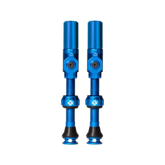 Big Bore Hybrid Tubeless Valve 75mm Pair - Blue - Bicycle Warehouse