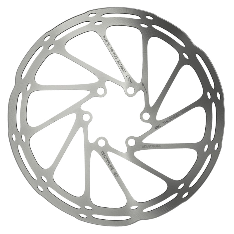 CenterLine Disc Brake Rotor - 160mm 6-Bolt Silver - Bicycle Warehouse