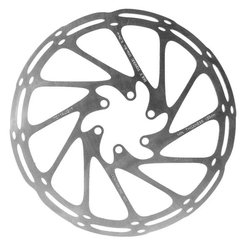 CenterLine Disc Brake Rotor - 180mm 6-Bolt Silver - Bicycle Warehouse