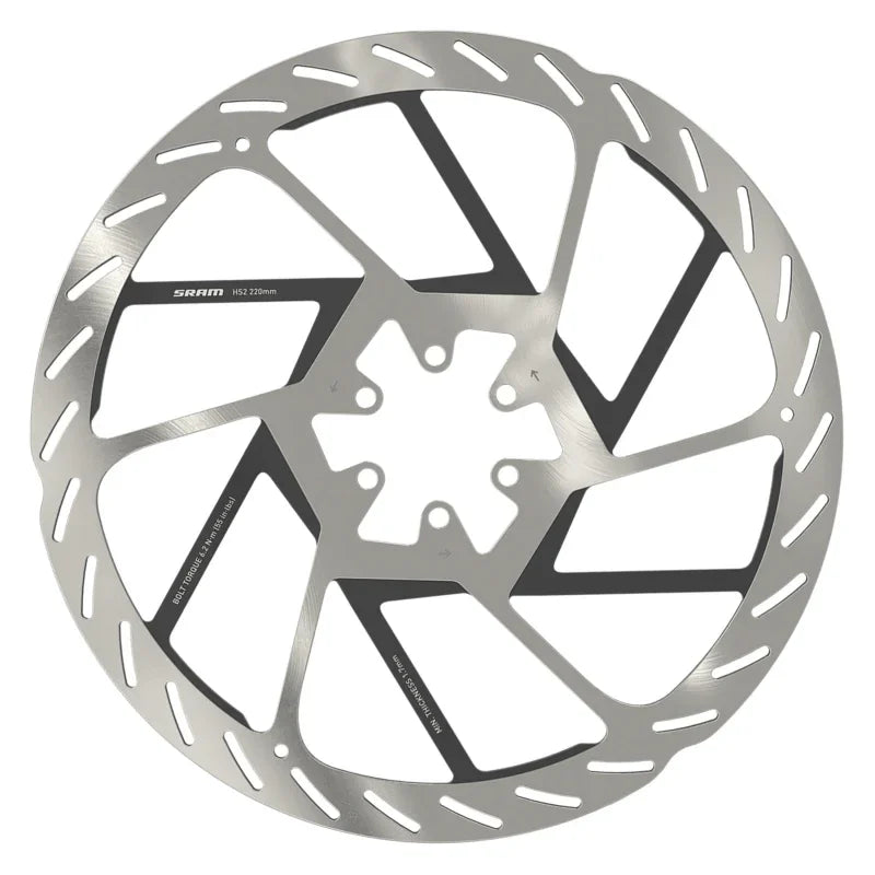 HS2 Disc Brake Rotor - 220mm 6-Bolt Rounded Silver/Black - Bicycle Warehouse