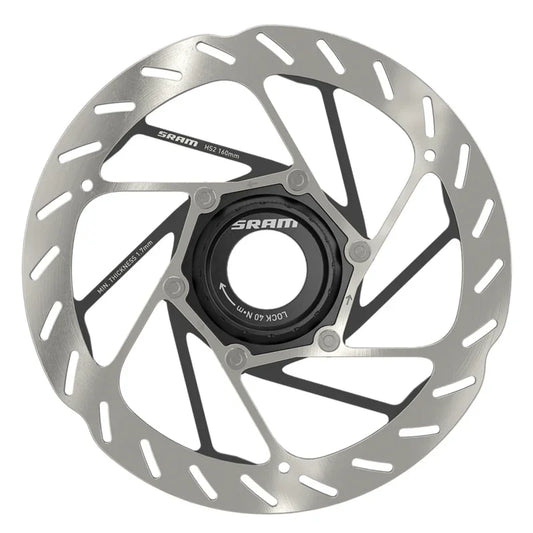 HS2 Disc Brake Rotor - 160mm Center Lock Rounded Silver/Black - Bicycle Warehouse