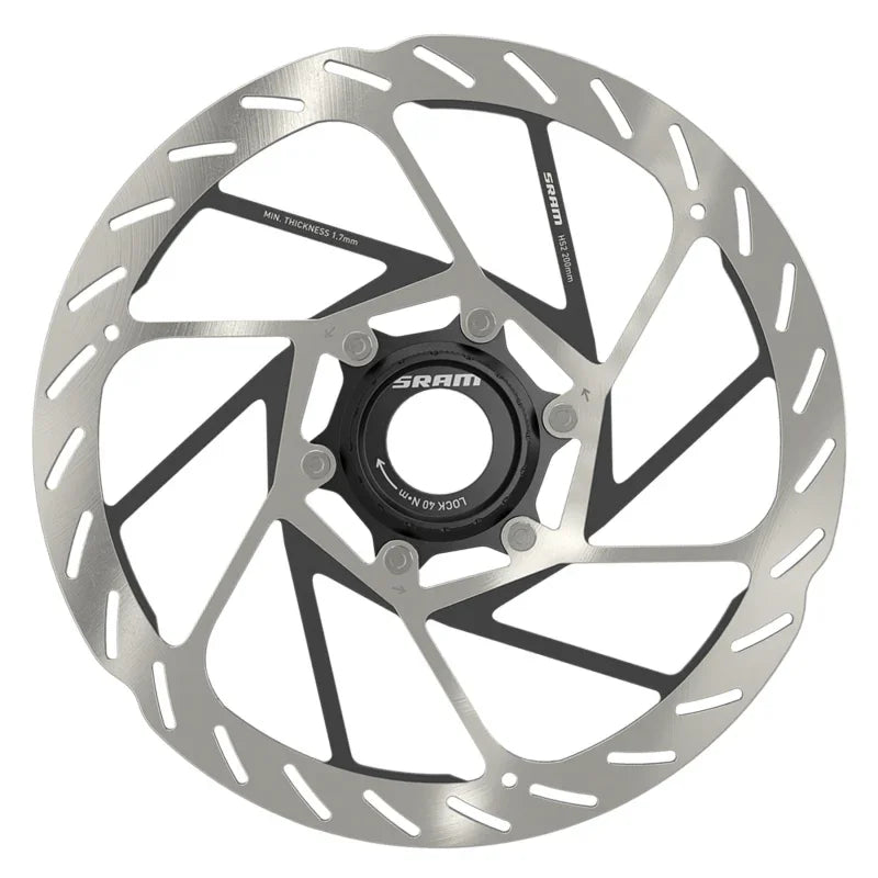HS2 Disc Brake Rotor - 200mm Center Lock Rounded Silver/Black - Bicycle Warehouse