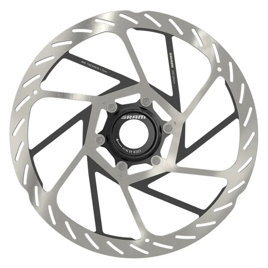 HS2 Disc Brake Rotor - 220mm Center Lock Rounded Silver/Black - Bicycle Warehouse