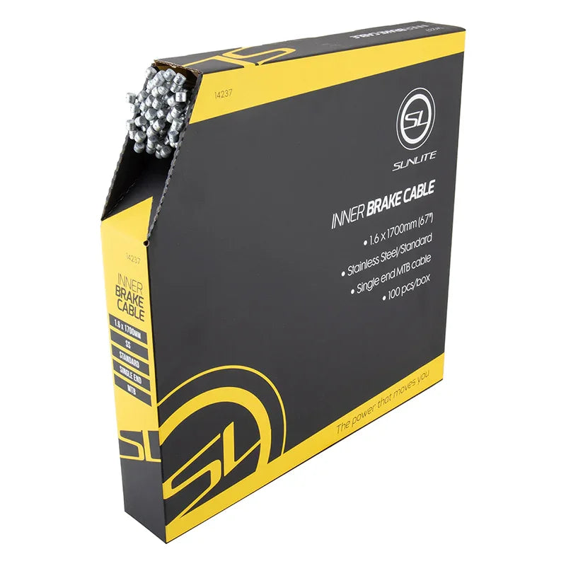 Sunlite Brake Cables MTB 1700mm 1.6mm SS Silver 100/bx - Bicycle Warehouse