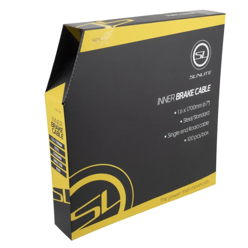 Sunlite Brake Cables Road 1700mm 1.6mm Galv Silver 100/bx - Bicycle Warehouse