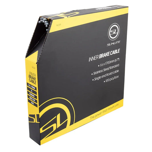 Sunlite Brake Cables Road 1700mm 1.6mm SS Silver 100/bx - Bicycle Warehouse