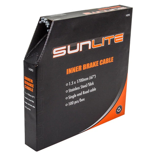 Sunlite Brake Cables Road 1700mm 1.5mm Slick Silver 100/bx - Bicycle Warehouse