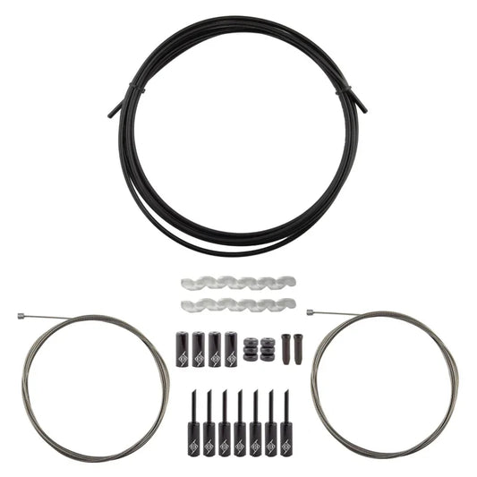 Origin8 Slick Compressionless 2x Gear Cable/Housing Kit Front and Rear 3200mm/2300mm & 2800mm 4mm/1.1mm Black MTB/Road Compressionless - Bicycle Warehouse