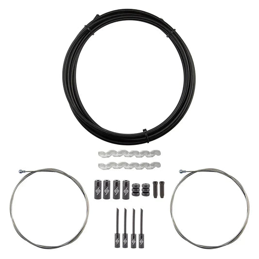 Origin8 Slick Compressionless Road Brake Cable/Housing Kit Front and Rear 3000mm/1500mm & 2800mm 5mm/1.5mm Black Road Compressionless - Bicycle Warehouse