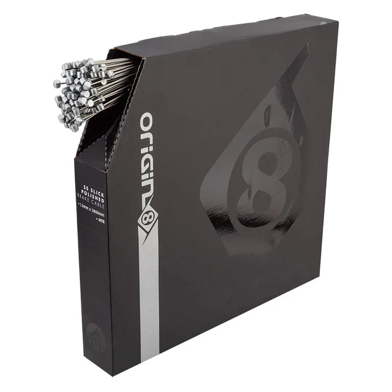 Origin8 SS Slick Polished MTB Brake Cable Front or Rear 2800mm 1.5mm SS Silver Box of 100 MTB - Bicycle Warehouse