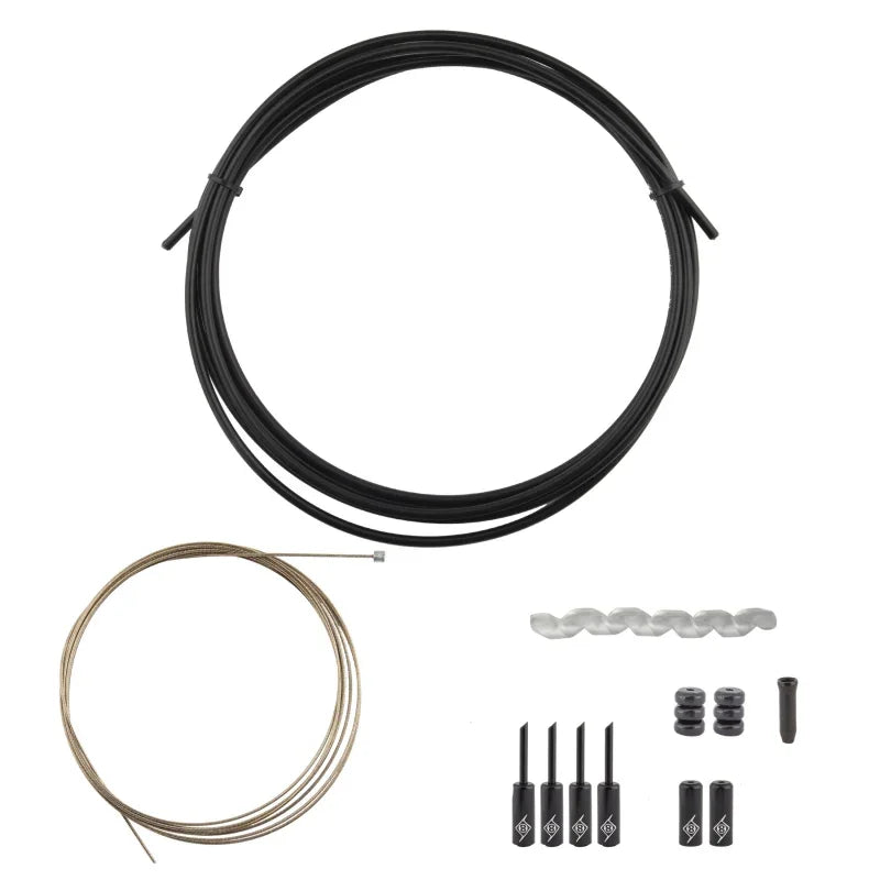 Origin8 SuperSlick Compressionless 1x Gear Cable/Housing Kit Rear 2500mm/2800mm 4mm/1.1mm Black MTB/Road Compressionless - Bicycle Warehouse